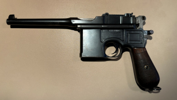 Mauser - C96 1912 m. Kasten, C96 M12 nummerngleiches Set m. Anschlagschaft - Broomhandle C96/12